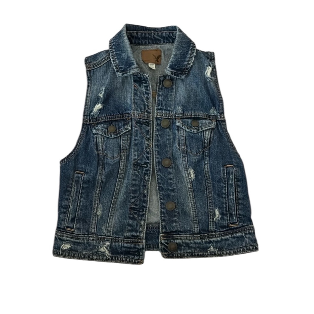 American Eagle VINTAGE dark Jean jacket vest. XS